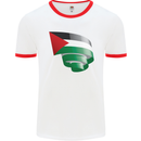 Curled Palestine Flag Palestinian Day Football Mens Ringer T-Shirt White/Red