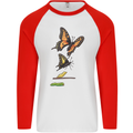 Butterfly Evolution Caterpillar Butterflies Mens L/S Baseball T-Shirt White/Red