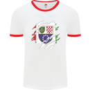 Torn Bosnia and Herzegovina Flag Day Football Mens Ringer T-Shirt White/Red