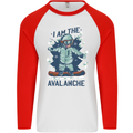 I Am the Avalanche Funny Snowboarding Mens L/S Baseball T-Shirt White/Red