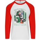 St Patricks Day Great Again Donald Trump Mens L/S Baseball T-Shirt White/Red