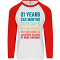 21st Birthday 21 Year Old Mens L/S Baseball T-Shirt White/Red