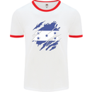 Torn Honduras Flag Honduran Day Football Mens Ringer T-Shirt White/Red