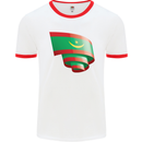 Curled Mauritania Flag Mauritanian Day Football Mens Ringer T-Shirt White/Red