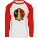 Distressed CCCP Shuttle Mens L/S Baseball T-Shirt White/Red