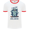 I Am the Avalanche Funny Snowboarding Mens Ringer T-Shirt White/Red