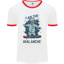 I Am the Avalanche Funny Snowboarding Mens Ringer T-Shirt White/Red