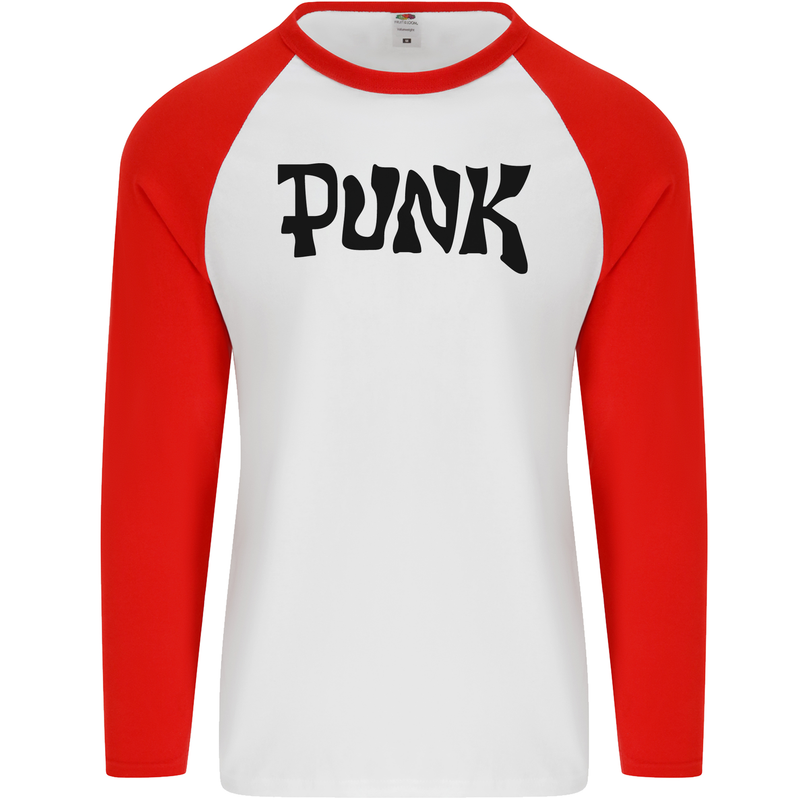 Punk As Worn By Mens L/S Baseball T-Shirt White/Red