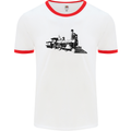 Trains Locomotive Steam Engine Trainspotting Mens Ringer T-Shirt White/Red