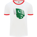 Curled Pakistan Flag Pakistani Day Football Mens Ringer T-Shirt White/Red