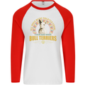 A Bull Terrier Dog Mens L/S Baseball T-Shirt White/Red