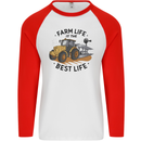Farm Life is the Best Life Farming Farmer Mens L/S Baseball T-Shirt White/Red