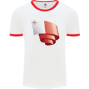 Curled Malta Flag Maltese Day Football Mens Ringer T-Shirt White/Red