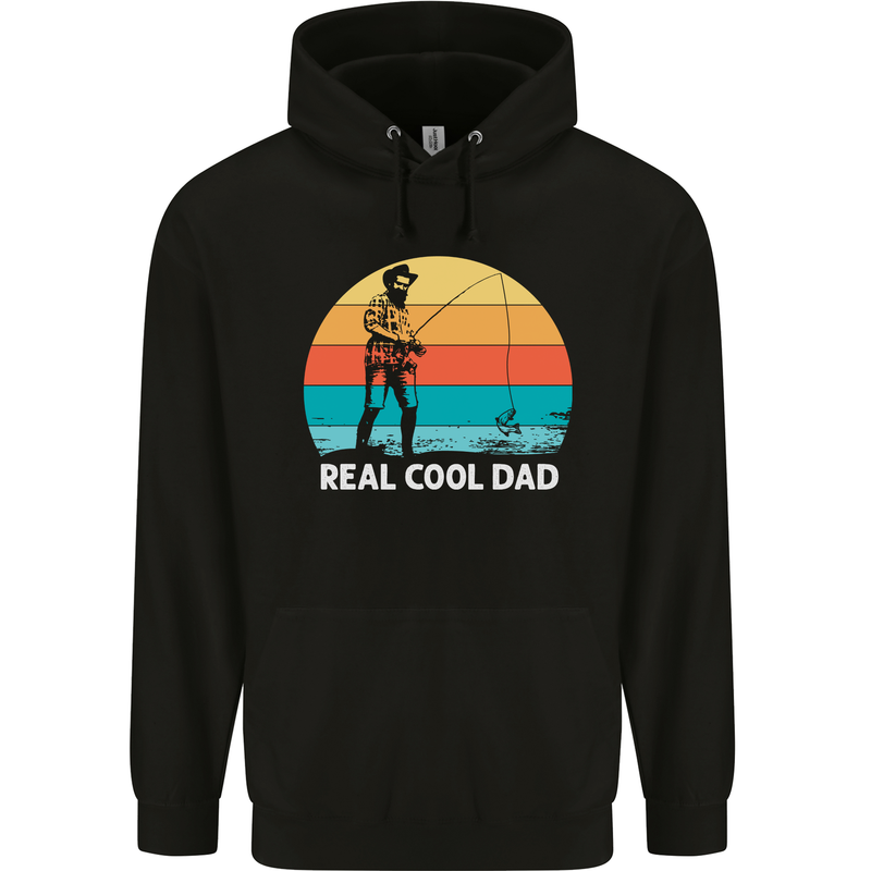 Reel Cool Dad Funny Fathers Day Fishing Mens 80% Cotton Hoodie Black