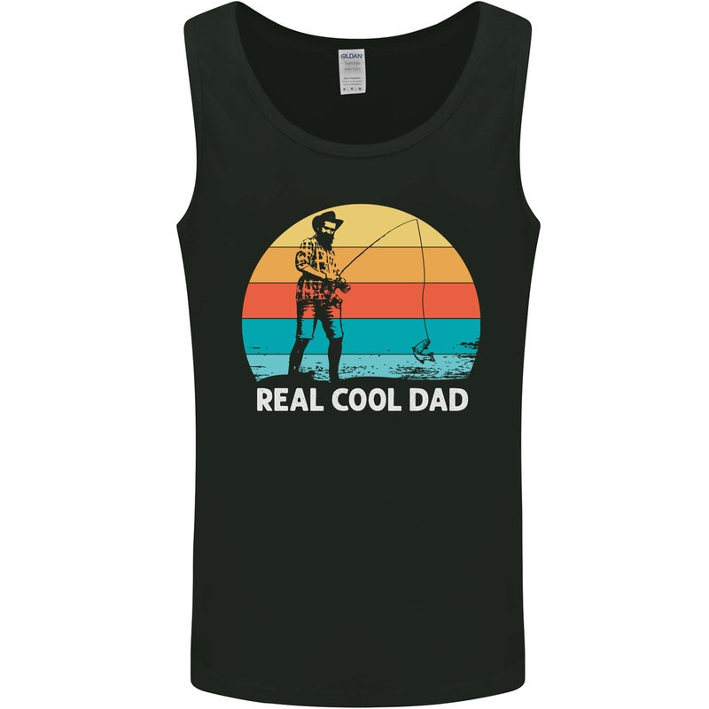 Reel Cool Dad Funny Fathers Day Fishing Mens Vest Tank Top Black