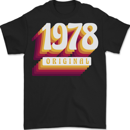 Retro 45th Birthday Original 1978 Mens T-Shirt 100% Cotton BLACK