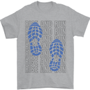 Rise & Run Running Marathon Cross Country Runner Mens T-Shirt 100% Cotton Sports Grey