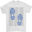 Rise & Run Running Marathon Cross Country Runner Mens T-Shirt 100% Cotton White