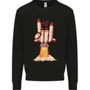 Rock On Salute Funny Space Rocket Ship Mens Sweatshirt Jumper Black