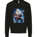 Rock Santa Playing Electric Guitar Christmas Xmas Kids Sweatshirt Jumper Black