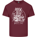 Rock is Dead Music Drummer Drumming Mens Cotton T-Shirt Tee Top Maroon