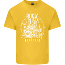 Rock is Dead Music Drummer Drumming Mens Cotton T-Shirt Tee Top Yellow