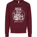 Rock is Dead Music Drummer Drumming Mens Sweatshirt Jumper Maroon