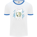 Torn Guatemala Flag Guatemalan Day Football Mens Ringer T-Shirt White/Royal Blue