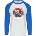 Acid Christmas Skulls Mens L/S Baseball T-Shirt White/Royal Blue