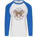 Beauty Within Butterfly Butterflies Mens L/S Baseball T-Shirt White/Royal Blue