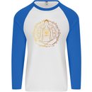 Spiritual Yoga Meditation Peace Mens L/S Baseball T-Shirt White/Royal Blue