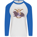 Taurus Star Sign Zodiac Astrological Mens L/S Baseball T-Shirt White/Royal Blue