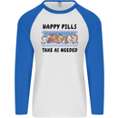 Horse Pills Funny Equestrian Mens L/S Baseball T-Shirt White/Royal Blue