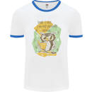 Funny Book Reading Owl Bookworm Books Mens Ringer T-Shirt White/Royal Blue