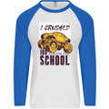 I Crushed 100 Days of School Monster Truck Mens L/S Baseball T-Shirt White/Royal Blue