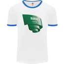 Curled Saudi Arabia Flag Arabian Day Football Mens Ringer T-Shirt White/Royal Blue
