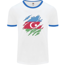 Torn Azerbaijan Flag Azerbaijani Day Football Mens Ringer T-Shirt White/Royal Blue