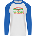 Father's Day I'm the Step That Stepped Up Mens L/S Baseball T-Shirt White/Royal Blue