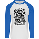 Scooter on the Beach MOD Mens L/S Baseball T-Shirt White/Royal Blue