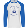 Need an Arc? I Noah Guy Funny Atheist Mens L/S Baseball T-Shirt White/Royal Blue