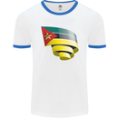 Curled Mozambique Flag Mozambican Day Football Mens Ringer T-Shirt White/Royal Blue