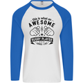 An Awesome Rugby Player Looks Like Union Mens L/S Baseball T-Shirt White/Royal Blue