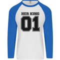 Her King Funny Valentines Day Mens L/S Baseball T-Shirt White/Royal Blue
