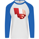 Curled Peru Flag Peruvian Day Football Mens L/S Baseball T-Shirt White/Royal Blue