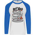 Types of Hot Dogs Funny Fast Food Mens L/S Baseball T-Shirt White/Royal Blue