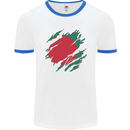 Torn Bangladesh Flag Bangladeshi Day Football Mens Ringer T-Shirt White/Royal Blue