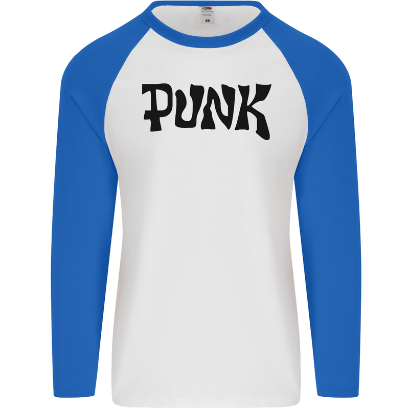 Punk As Worn By Mens L/S Baseball T-Shirt White/Royal Blue