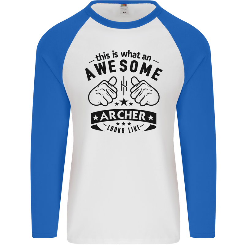 An Awesome Archer Looks Like Archery Mens L/S Baseball T-Shirt White/Royal Blue