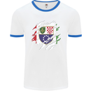 Torn Bosnia and Herzegovina Flag Day Football Mens Ringer T-Shirt White/Royal Blue