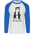 Music Connects Funny Valentines Day Mens L/S Baseball T-Shirt White/Royal Blue